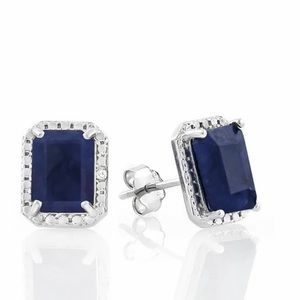 STERLING SILVER BLUE SAPPHIRE STUDS